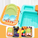 Conjunto de pia de cozinha infantil, máquina de lavar louça elétrica de simulação com água corrente