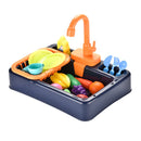 Conjunto de pia de cozinha infantil, máquina de lavar louça elétrica de simulação com água corrente