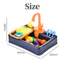 Conjunto de pia de cozinha infantil, máquina de lavar louça elétrica de simulação com água corrente